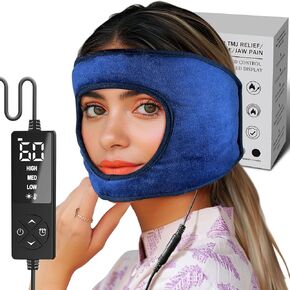 Electric Jaw Heating Pad for TMJ, Moist Heat Face Heating Pad with 3 Temp Settings and Auto Off, Hot Therapy for Chin Cheek Temple Pain Tension Headache Relief