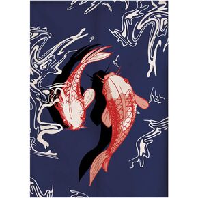Japanese Noren Doorway Curtain Tapestry Hokusai Ukiyoe Koi Door Curtain Kitchen Bistro Home Decoration, 33 x 47 inches
