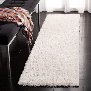 SAFAVIEH August Shag Collection Runner Rug - 2' x 7', Ivory, Solid Design, Non-Shedding & Easy Care, 1.5-inch Thick Ideal for High Traffic Areas in Living Room, Bedroom (AUG200C)