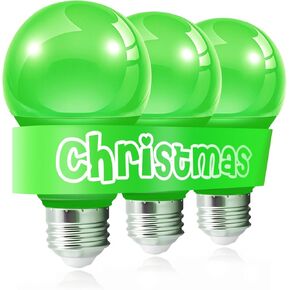مصابيح LED A19 خضراء، 9 وات (ما يعادل 60 وات، لمبة LED خضراء بقاعدة E26، غير قابلة للتعتيم، زينة عيد الميلاد، ديكور الحفلات، الشرفة، الباب الأمامي، إضاءة المنزل، إضاءة العطلات، حزمة من 3