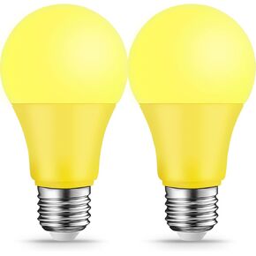 Bug Light Bulbs LED Yellow Light Bulb for Outside, 9W (6W Equivalent), E26 Base Amber Bug Light for Porch, Patio, Deck, Backyard, Hallway