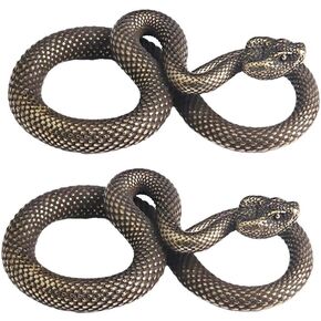2Pcs Bronze Snake Figurine Decor High Simulation Fantasy Brass Vintage Style Snake Statue for Office Snake Sculpture for Desktop Statues Sculptures Home Décor Accents