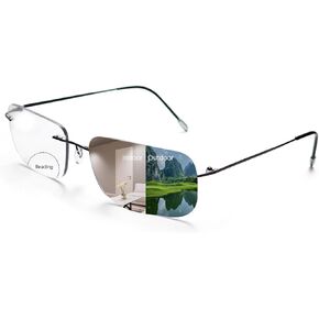 Rimless Photochromic Bifocal Reading Glasses Blue Light Blocking Readers Lightweight Transition Sunglasses Man Woman