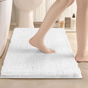 Shilucheng Bathroom Rugs 44x26, Extra Soft Absorbent Chenille Bath Rugs, Non-Slip, Dry Quickly, Machine Washable, Bath Mats for Bathroom Floor, Tub and Shower (Black, 44"×26")