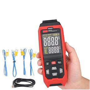 K Type Thermocouple Thermometer, 4 Channel Thermometer Temperature Thermometer with 4 x K Type Thermocouple Wire for K J Thermocouple