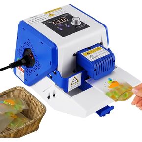 JIAWANSHUN Continuous Heated Bag Sealer Band Sealing Machine Plastic Bag Band Sealer with 0-200℃ Temperature Control for 0.02-0.6mm Thickness Bags 110V US Plug ﻿