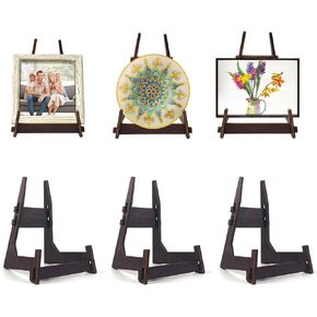 حوامل عرض الأطباق المكونة من 4 قطع من ZYNERY، حامل عرض خشبي مقاس 6 بوصات، حامل إطار الصورة، حامل لوحة زخرفية، حامل عرض الكتب، حامل اللوحة، حامل لوحة لعرض الصور، الحرف اليدوية، الديكور in Kuwait