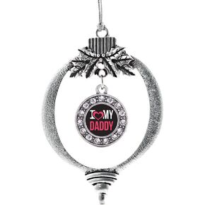 Inspired Silver - Navy Anchor Charm Ornament - Silver Circle Charm Holiday Ornaments with Cubic Zirconia Jewelry