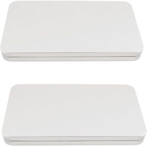 2Pcs Portable Empty Metal Boxes,5.6 * 3.2 * 0.55inch / 14.2 * 8.2 * 1.4cm Small Box with Lid for Home and Outdoor Active Storage(Silver)