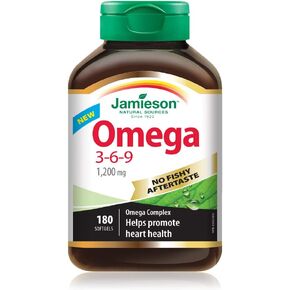 Jamieson No Fishy Aftertaste Omega-3-6-9 SoftGels 180 Count
