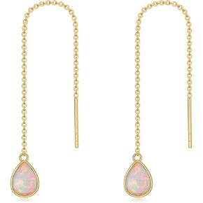 KECHO 14k Solid Gold Threader Earrings for Women Dangle Earrings Long Chain Earrings Hypoallergenic Real Gold Hanging Drop Earrings Bithday Valentines Jewelry Gifts for Mom Wife Girlfriend Daughter