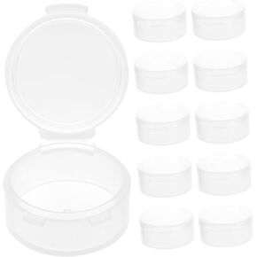 10pcs Travel Ear Plugs Travel Container Small Storage Travel Medicine Kit Containers Pocket Case Clear Containers with Lids White Cordless Round