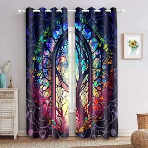 Stained Glass Bed Blackout Curtains Castle Windows Stained Vine Printed Curtains Abstract Modern Art Window Treatments for Bedroom Living Room 2Panels 42x84inch CLZYMS234
