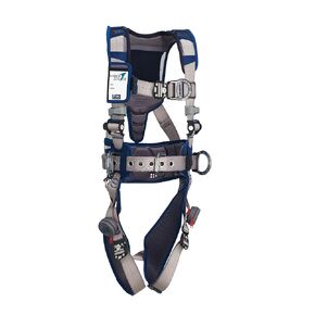 3M DBI-SALA 1112556 ExoFit STRATA, Aluminum Back/Front/Side D-Rings, Locking QC Buckles with Sewn in Hip Pad & Belt, Medium, Blue/Gray