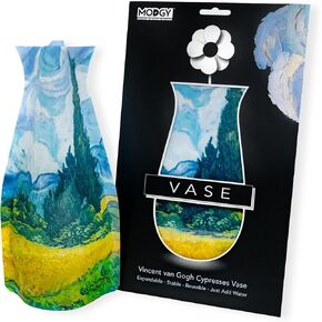 MODGY Expandable Flower Vase Plastic Decorative Modern Vases for Flowers Centerpieces Dining Table Decor Living Room Bathroom Wedding Office, Van Gogh Cypresses