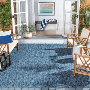SAFAVIEH Courtyard Collection 6'7'' Square Navy CY8522 Indoor/ Outdoor Patio Backyard Mudroom Area Rug