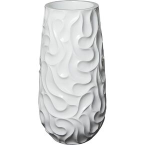 Deco 79 Resin Decorative Vase Wave Inspired Textured Centerpiece Vase, Flower Vase for Home Decoration 19" x 19" x 37", White