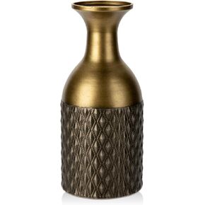Embossed Metal Vase Floor Vase 11inch Table Centerpiece Home Décor Gift for Dried Flower and Artificial Floral Arrangements Living Room Bookshelf Mantel Table Wedding Decorative Vase Gold