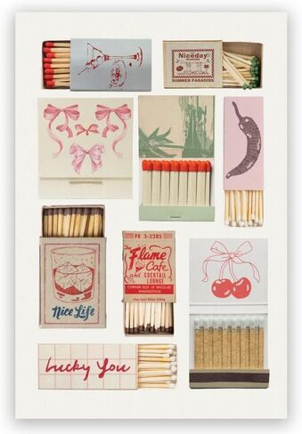العصرية خمر Matchbook قماش طباعة الوردي Coquette الرجعية مباريات Y2K ديكور الغرفة الجمالية غير تقليدي محظوظ لك جدار الفن لطيف جرلي غرفة نوم الملصقات 8x12 بوصة غير المؤطرة in Kuwait