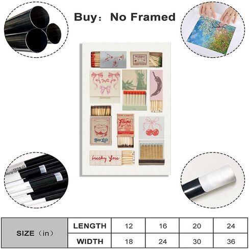 العصرية خمر Matchbook قماش طباعة الوردي Coquette الرجعية مباريات Y2K ديكور الغرفة الجمالية غير تقليدي محظوظ لك جدار الفن لطيف جرلي غرفة نوم الملصقات 8x12 بوصة غير المؤطرة in Kuwait