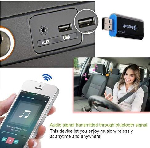 QOFOWIN USB Bluetooth Receiver for car, USB Wireless Audio Adapter Car Kit Music Receiver Mini Bluetooth Car Adapter Home,Car Stereo Sound System, Portable Speskers (H209). in Kuwait