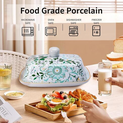 Butter Dish with Lid, butter dish with lid for countertop，Ceramic Butter container，Grilled flower craft butter Holder，butter tray(Butterfly Love Flower) in Saudi Arabia