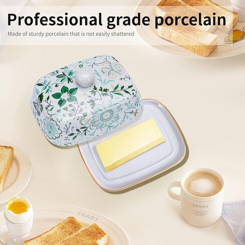 Butter Dish with Lid, butter dish with lid for countertop，Ceramic Butter container，Grilled flower craft butter Holder，butter tray(Butterfly Love Flower) in Saudi Arabia