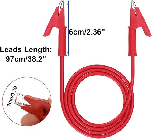 مجموعة 10 قطع من سلاسل اختبار مشابك التمساح، كابل سلك اختبار 15 أمبير مزدوج النهاية مع مشابك عازلة مع مشابك نحاسية جاك واقية للاختبار الكهربائي 5 ألوان 3.3 قدم/1 متر in Kuwait