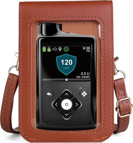 حقيبة كتف واحدة مع نافذة بلاستيكية شفافة لمضخة الأنسولين المصغرة Medtronic (530G /630G /640G /670G/ 770G/780G/ جميع الموديلات) (وردي) in Kuwait