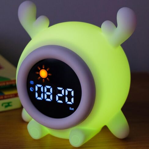 Stay-in-Bed Clock for Kids, Touch Night Light with Sound Machine, Ok to Wake Clock for Toddler, Perfect Clock Gift for Kids in Saudi Arabia