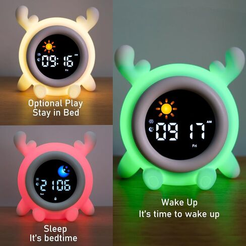 Stay-in-Bed Clock for Kids, Touch Night Light with Sound Machine, Ok to Wake Clock for Toddler, Perfect Clock Gift for Kids in Saudi Arabia