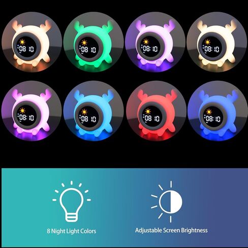 Stay-in-Bed Clock for Kids, Touch Night Light with Sound Machine, Ok to Wake Clock for Toddler, Perfect Clock Gift for Kids in Saudi Arabia