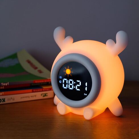 Stay-in-Bed Clock for Kids, Touch Night Light with Sound Machine, Ok to Wake Clock for Toddler, Perfect Clock Gift for Kids in Saudi Arabia