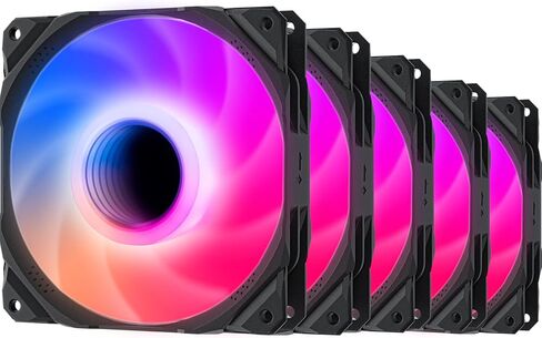 مراوح حالة upHere RGB، مراوح تبريد الكمبيوتر الهادئة مقاس 120 مم، تصميم مرآة لا نهاية له، وحدة تحكم ARGB SYNC/RC بقدرة 5 فولت، سرعة تبريد ملونة قابلة للتعديل مع محور التحكم في المروحة، 5 عبوات، إصدار أسود in Kuwait