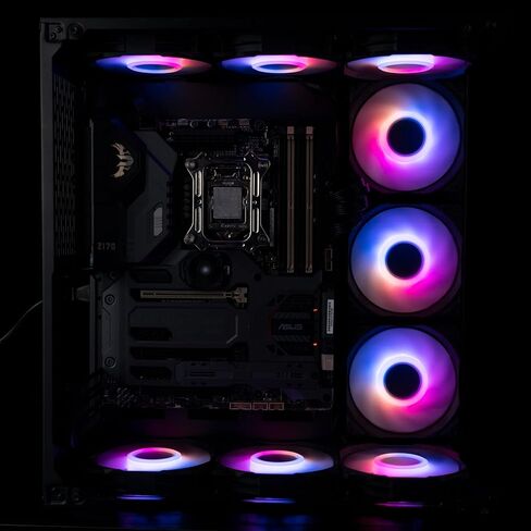 مراوح حالة upHere RGB، مراوح تبريد الكمبيوتر الهادئة مقاس 120 مم، تصميم مرآة لا نهاية له، وحدة تحكم ARGB SYNC/RC بقدرة 5 فولت، سرعة تبريد ملونة قابلة للتعديل مع محور التحكم في المروحة، 5 عبوات، إصدار أسود in Kuwait