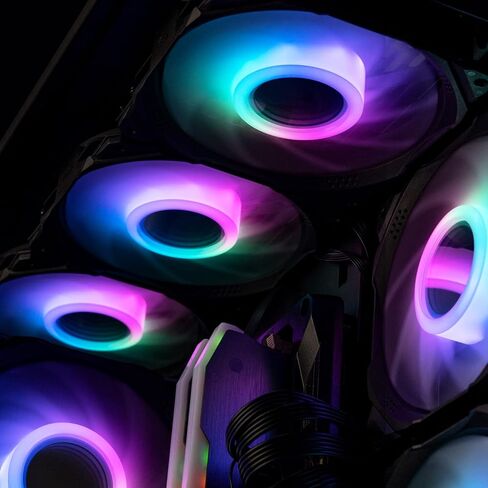 مراوح حالة upHere RGB، مراوح تبريد الكمبيوتر الهادئة مقاس 120 مم، تصميم مرآة لا نهاية له، وحدة تحكم ARGB SYNC/RC بقدرة 5 فولت، سرعة تبريد ملونة قابلة للتعديل مع محور التحكم في المروحة، 5 عبوات، إصدار أسود in Kuwait