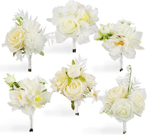 Rinlong 6Pcs Assorted Flower Centerpieces for Wedding Fall Tables Centerpiece Burnt Orange Bridesmaid Bouquets Baby Nursery Shelf Mantel Decor in Saudi Arabia