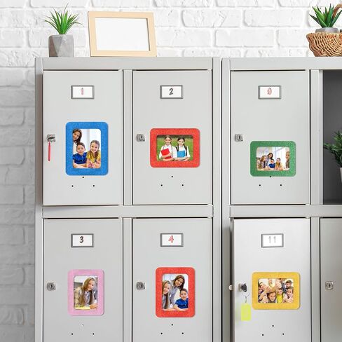 12 Pcs Glitter Magnetic Picture Frame Colorful Magnetic Photo Frames Photo Magnets Refrigerator Picture Frame Magnets for Back to School Decorations, 6.2 x 4.8 Inches and 4.6 x 3.2 Inches in Saudi Arabia