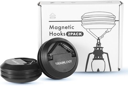 trekology 2 قطعة خطافات مغناطيسية قوية للتخييم - مجموعة خطافات مغناطيسية خارجية، خطافات مغناطيسية سوداء لتعليق الفوانيس والخيام والعتاد والمزيد - خطافات مغناطيسية متعددة الاستخدامات للمغامرات الخارجية in Kuwait