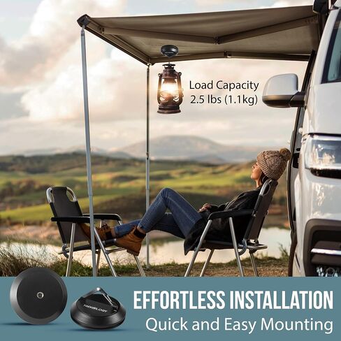 trekology 2 قطعة خطافات مغناطيسية قوية للتخييم - مجموعة خطافات مغناطيسية خارجية، خطافات مغناطيسية سوداء لتعليق الفوانيس والخيام والعتاد والمزيد - خطافات مغناطيسية متعددة الاستخدامات للمغامرات الخارجية in Kuwait