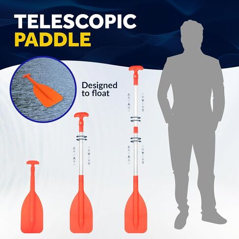 Five Oceans Emergency Telescoping Paddle, Boat Paddles, Floating Orange Paddle, Extends from 21" to 42", Compact Design for Easy Storage, Strong Anodized Aluminum Shaft in Saudi Arabia