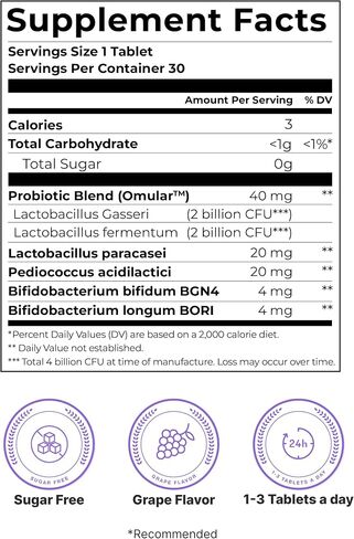 K-Nutra Dentifresh Purple (24g, 30 Tablets) - 4 Billion CFU, Sugar Free Oral Probiotic Tablets for Teeth & Mouth Bad Breath Gums, Safe for Bedtime, Mild Grape Flavor with OMULA, 25% Xylitol in Saudi Arabia