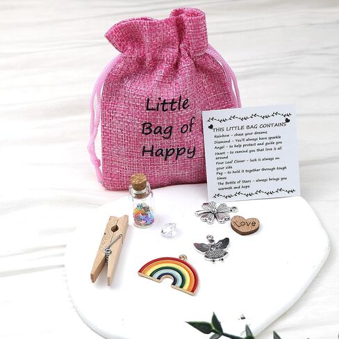Happy bag with Card gift bag Thoughtful keepsake for friends family Classmates and Lovers Positive gifts (Pink) in Saudi Arabia