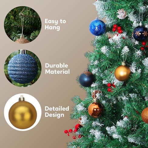 Joiedomi 30 Pcs 2.36'' Christmas Ornaments Assorted Design (Blue&Gold) Christmas Ornaments, Assorted Shatterproof Christmas Ornaments for Holidays,Tree Ornaments in Saudi Arabia