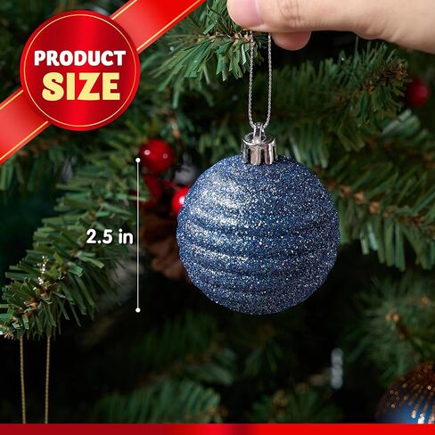 Joiedomi 30 Pcs 2.36'' Christmas Ornaments Assorted Design (Blue&Gold) Christmas Ornaments, Assorted Shatterproof Christmas Ornaments for Holidays,Tree Ornaments in Saudi Arabia