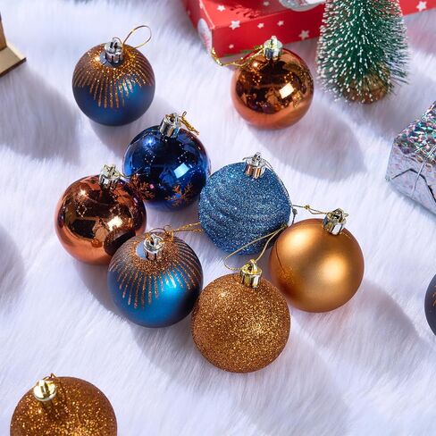 Joiedomi 30 Pcs 2.36'' Christmas Ornaments Assorted Design (Blue&Gold) Christmas Ornaments, Assorted Shatterproof Christmas Ornaments for Holidays,Tree Ornaments in Saudi Arabia