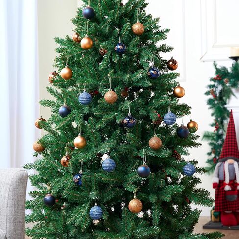 Joiedomi 30 Pcs 2.36'' Christmas Ornaments Assorted Design (Blue&Gold) Christmas Ornaments, Assorted Shatterproof Christmas Ornaments for Holidays,Tree Ornaments in Saudi Arabia