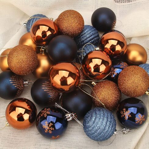 Joiedomi 30 Pcs 2.36'' Christmas Ornaments Assorted Design (Blue&Gold) Christmas Ornaments, Assorted Shatterproof Christmas Ornaments for Holidays,Tree Ornaments in Saudi Arabia