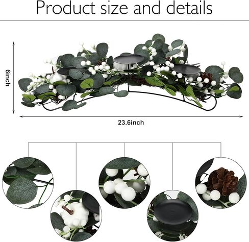 قطعة مركزية للخريف مع 3 حاملات شموع، قطعة مركزية لحصاد الخريف مع أكواز صنوبر صناعية من اليقطين الأبيض، وتوت لطاولة المطبخ، وديكور عيد الشكر in Kuwait
