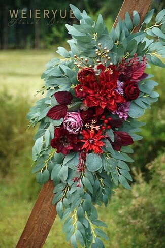 Artificial Wedding Arch Flowers Kit(Pack of 2) for Wedding Arch, Bridal Shower, Ceremony and Reception Backdrop Decoration (Burgundy) in Kuwait